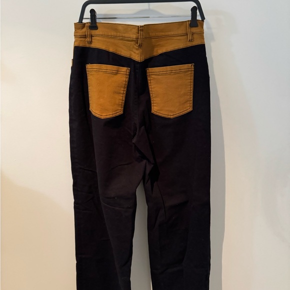 OAK + FORT Two-Tone Black and Mustard Colour Block Twill  Straight Leg Jeans - Picture 10 of 10